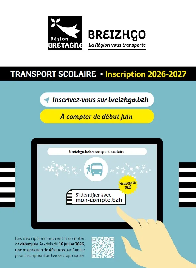 Visuel BreizhGo sur l'inscription au transport scolaire des etudiants du PSB